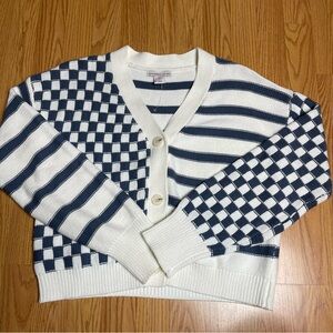 Sincerely Jules Navy and White Patterned Cardigan